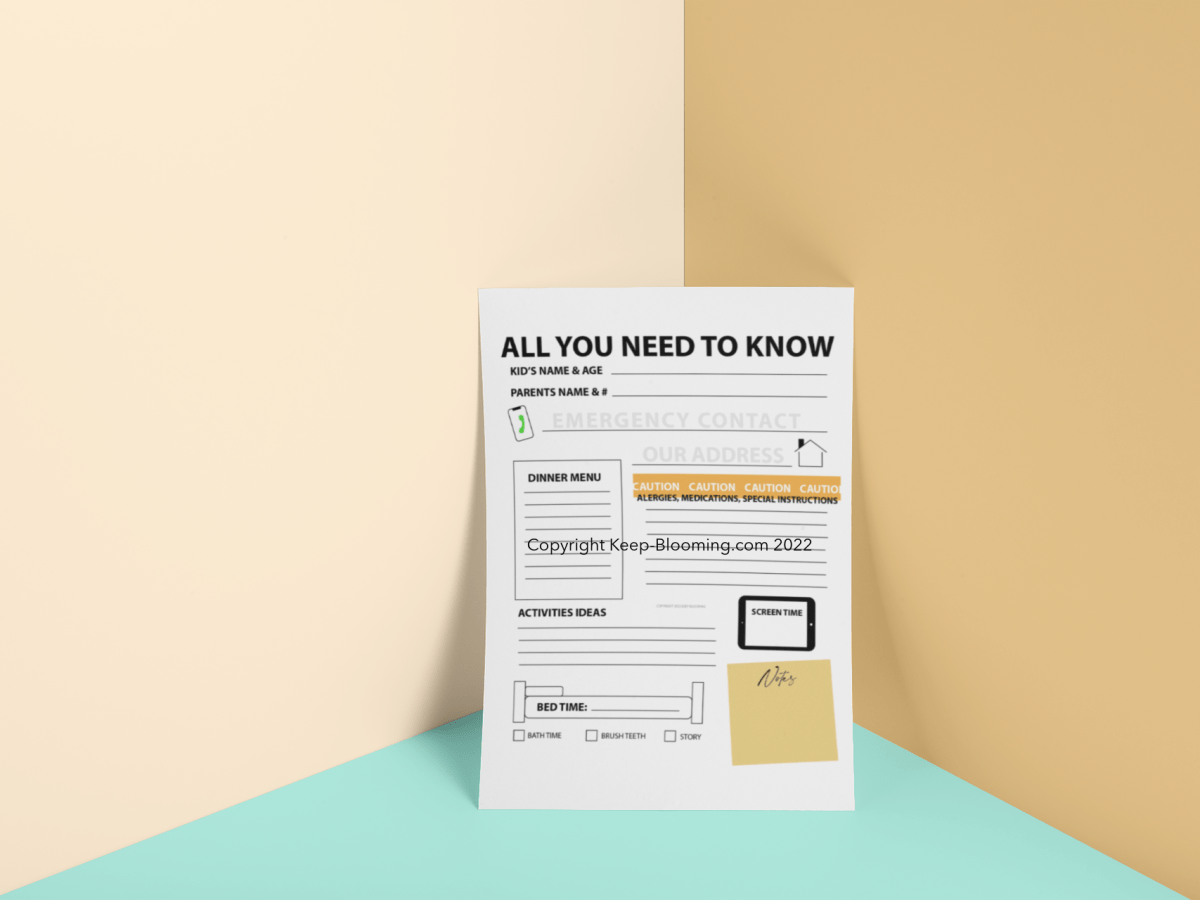 Babysitter Info Templates